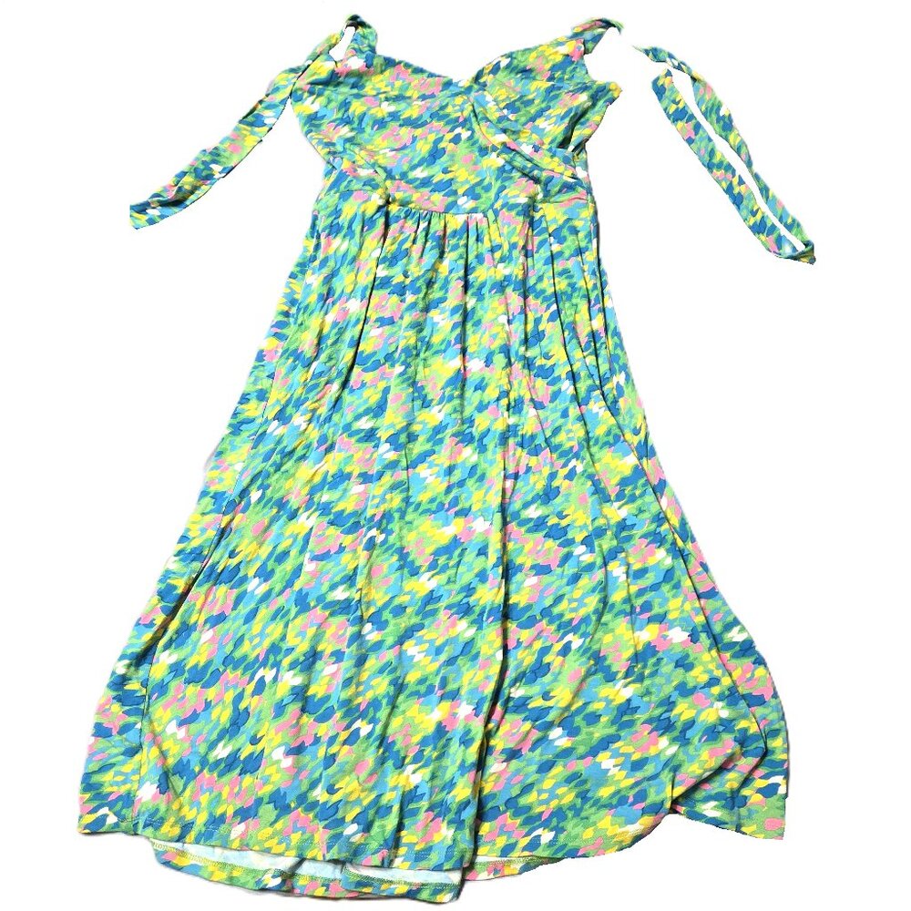 Boden Sz 6L Womens Green St. Lucia Halter Faux Wrap Open Back Midi Dress